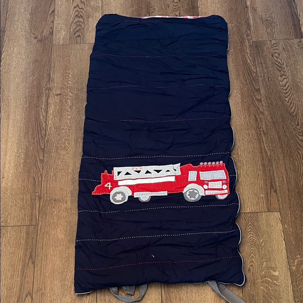 Pottery Barn Kids Navy Fire Truck Sleeping Bag